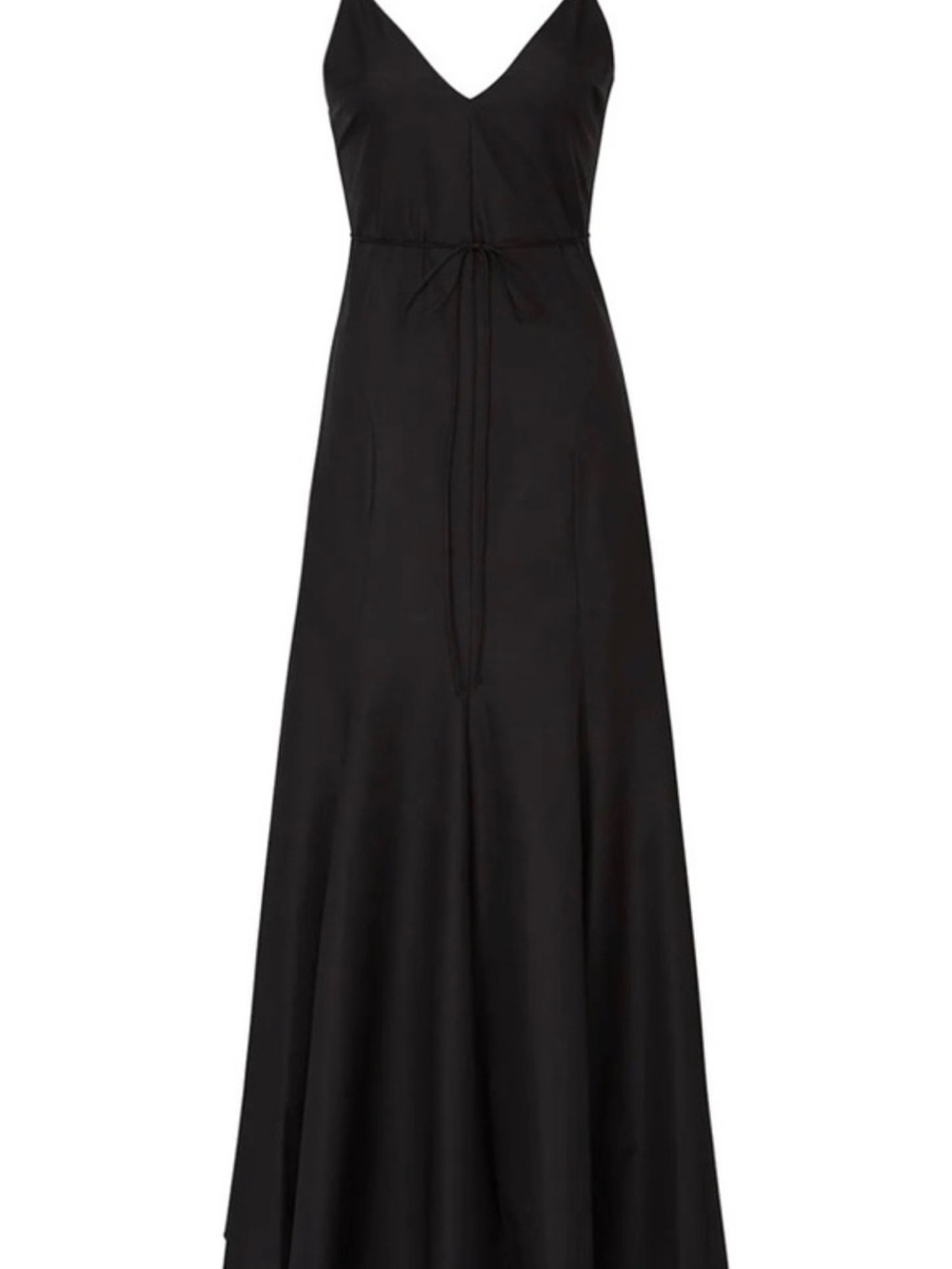 KHAITE Black V-Neck Maxi Slip Dress with Waist Tie - Picture 4 of 4
